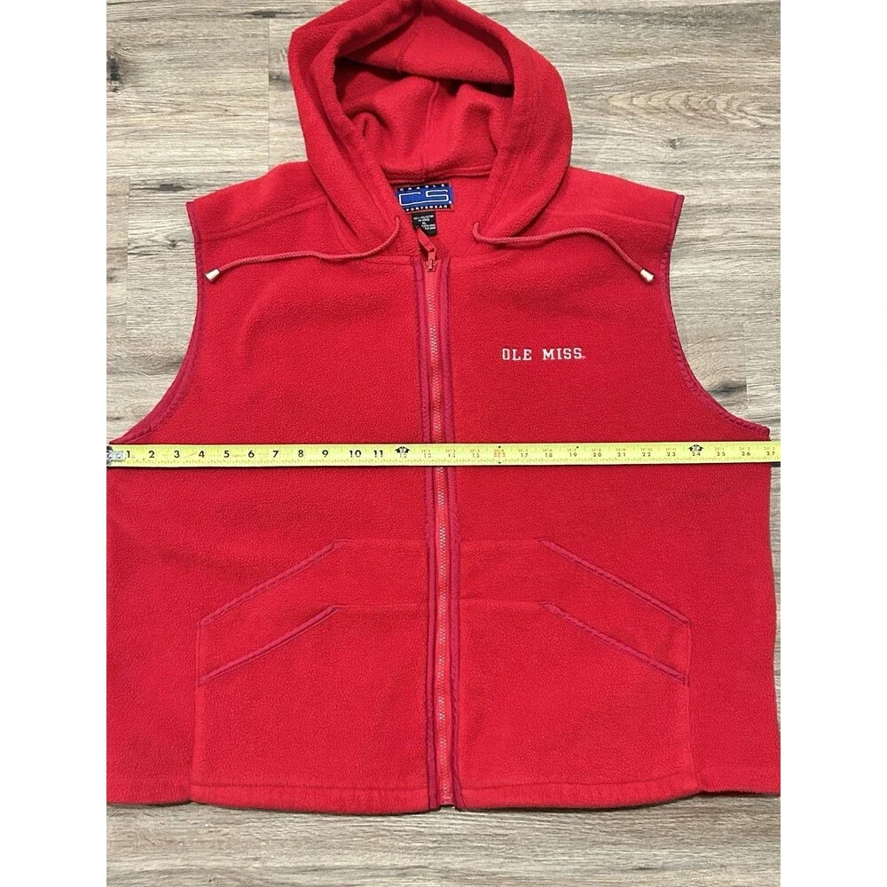 OLE MISS Vest Vintage 90’s Crable  Fleece Hooded Unisex College Collegiate EUC